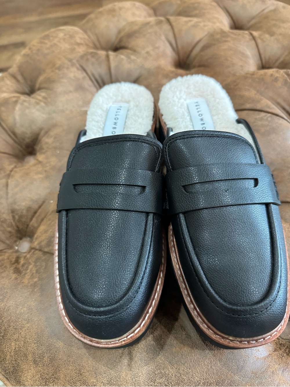 Yellow Box Women’s Black Slip-On Loafer Mules